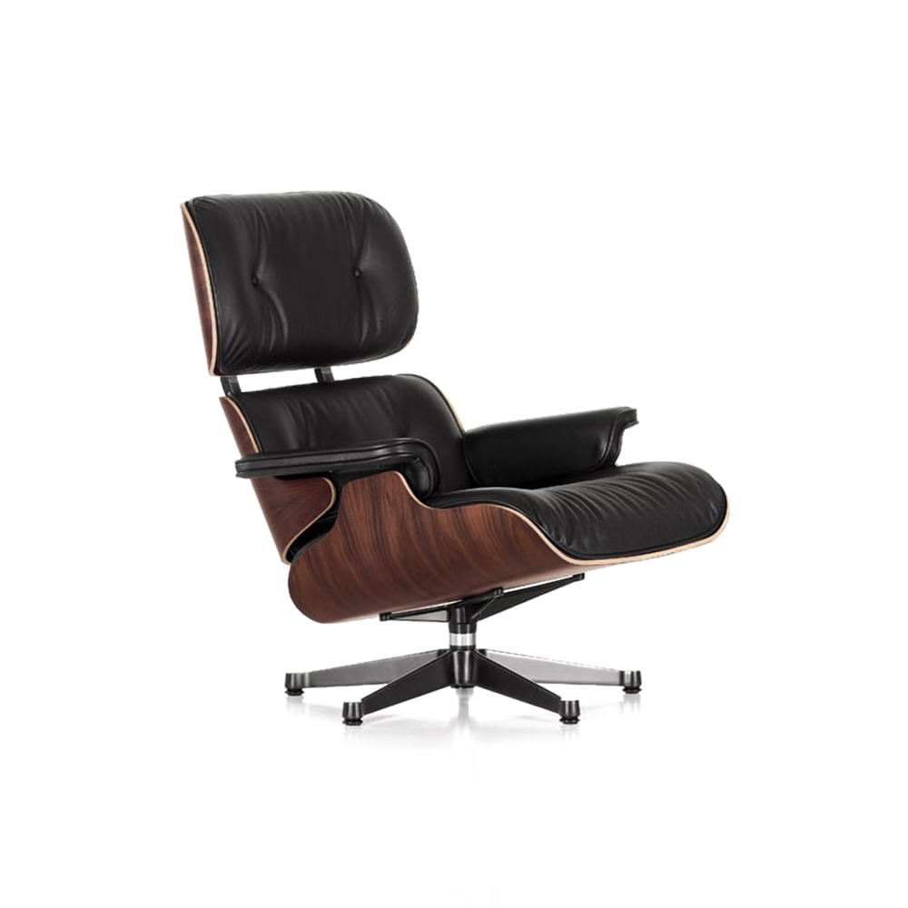Poltrona Charles Eames Couro Natural - Preto