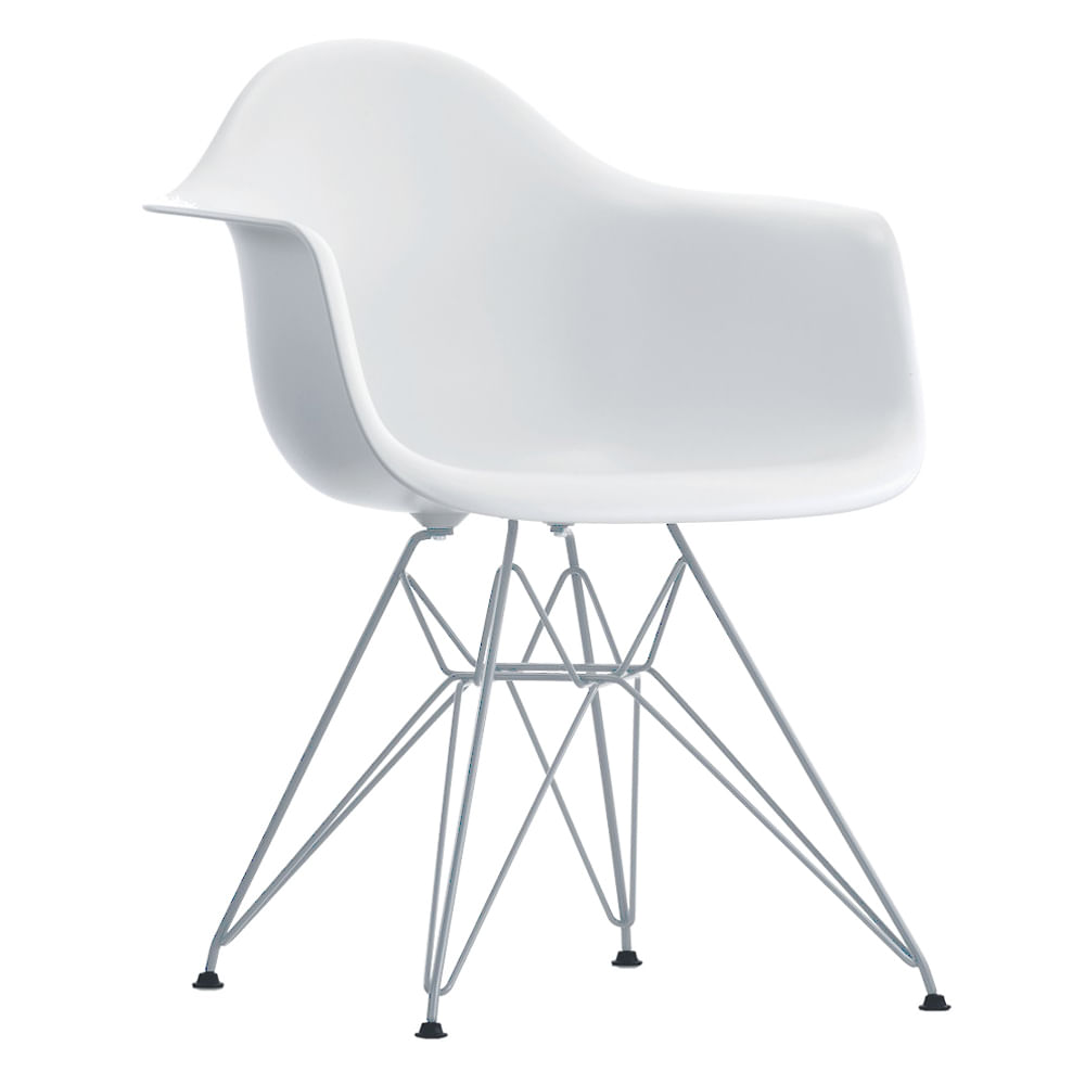 Cadeira Eiffel com Braço Base Cromada - Branco