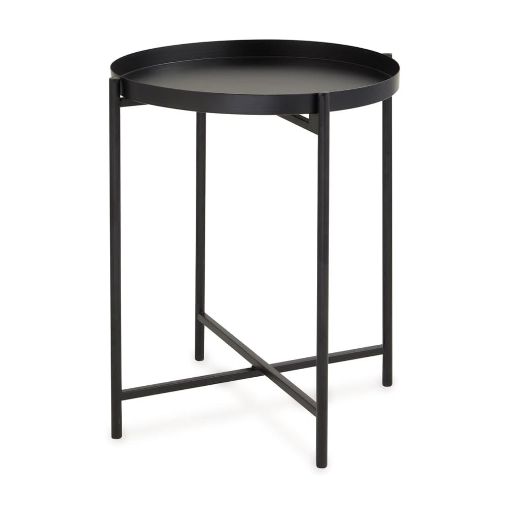 Mesa Lateral Pop Redonda Preta - 43x38cm - Mesa Lateral Pop Redonda Preta - 43x35cm