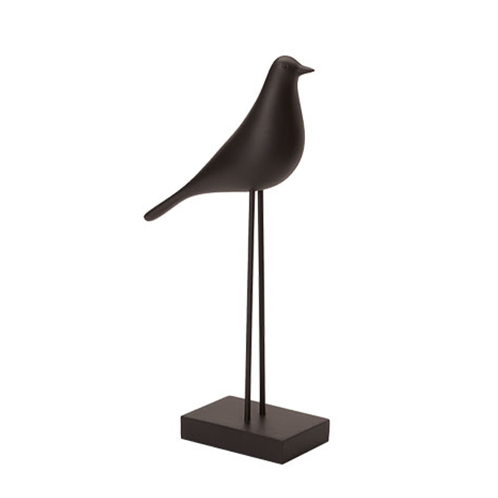 Escultura Pássaro em Poliresina - Preto
