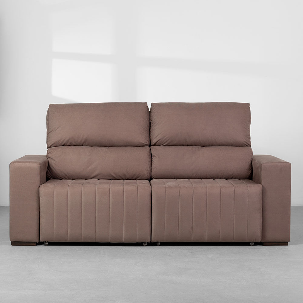 Sofá Manu Retrátil Bege Acinzentado Abra Casa