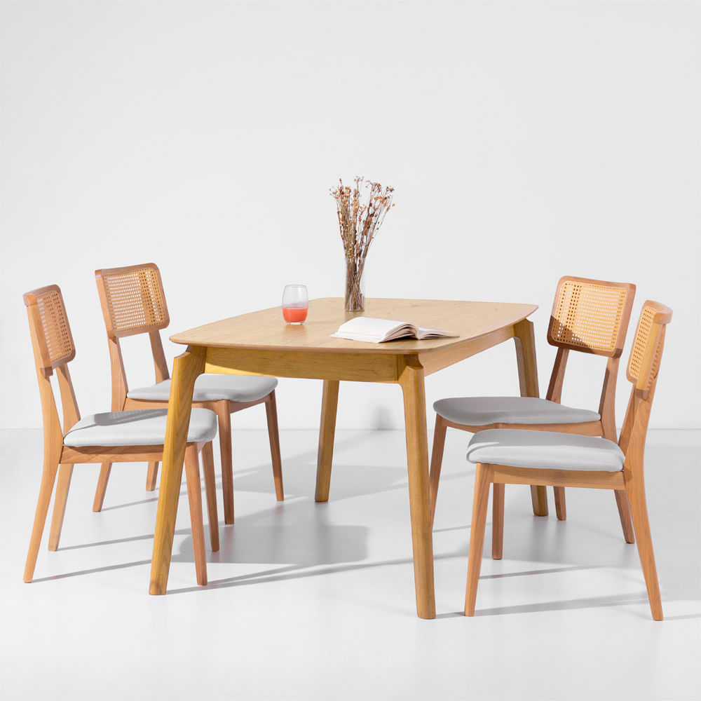 Conjunto Sala de Jantar e Cozinha Com 4 Cadeiras Madeira Maciça Branco,  jogo de cadeira cozinha 