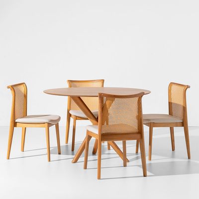 conjunto-mesa-de-jantar-thai-redonda-carvalho-americano---1,20m-+-4-cadeiras-malai-encosto-palha-natural