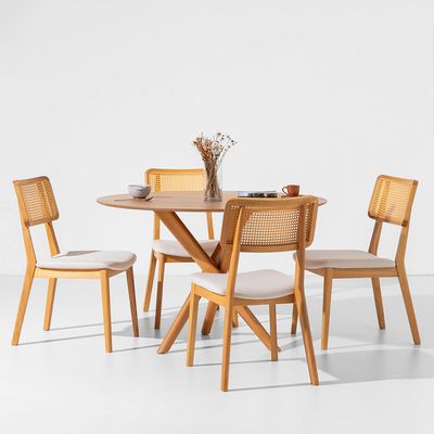 conjunto-mesa-de-jantar-thai-redonda-carvalho-americano---1,20m-+-4-cadeiras-lala-encosto-palha-natural-plot-cru-ambiente