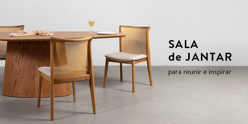 Conjunto Mesa de Jantar Lalá Carvalho Americano 1,60x90cm + 4 Cadeiras Lalá  Palha Natural