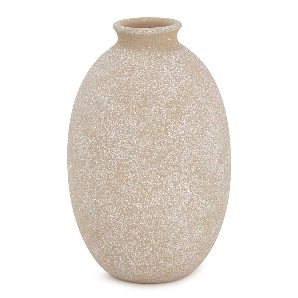 Vaso em Cerâmica Oval Sutil Granulado Areia - 24x15cm