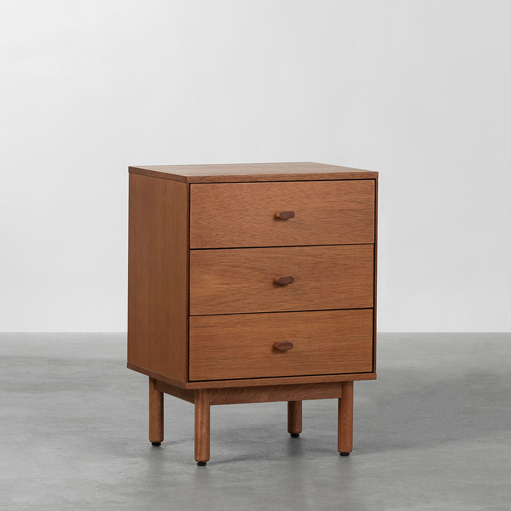 Mesa de Cabeceira Noga 3 Gavetas - Nozes