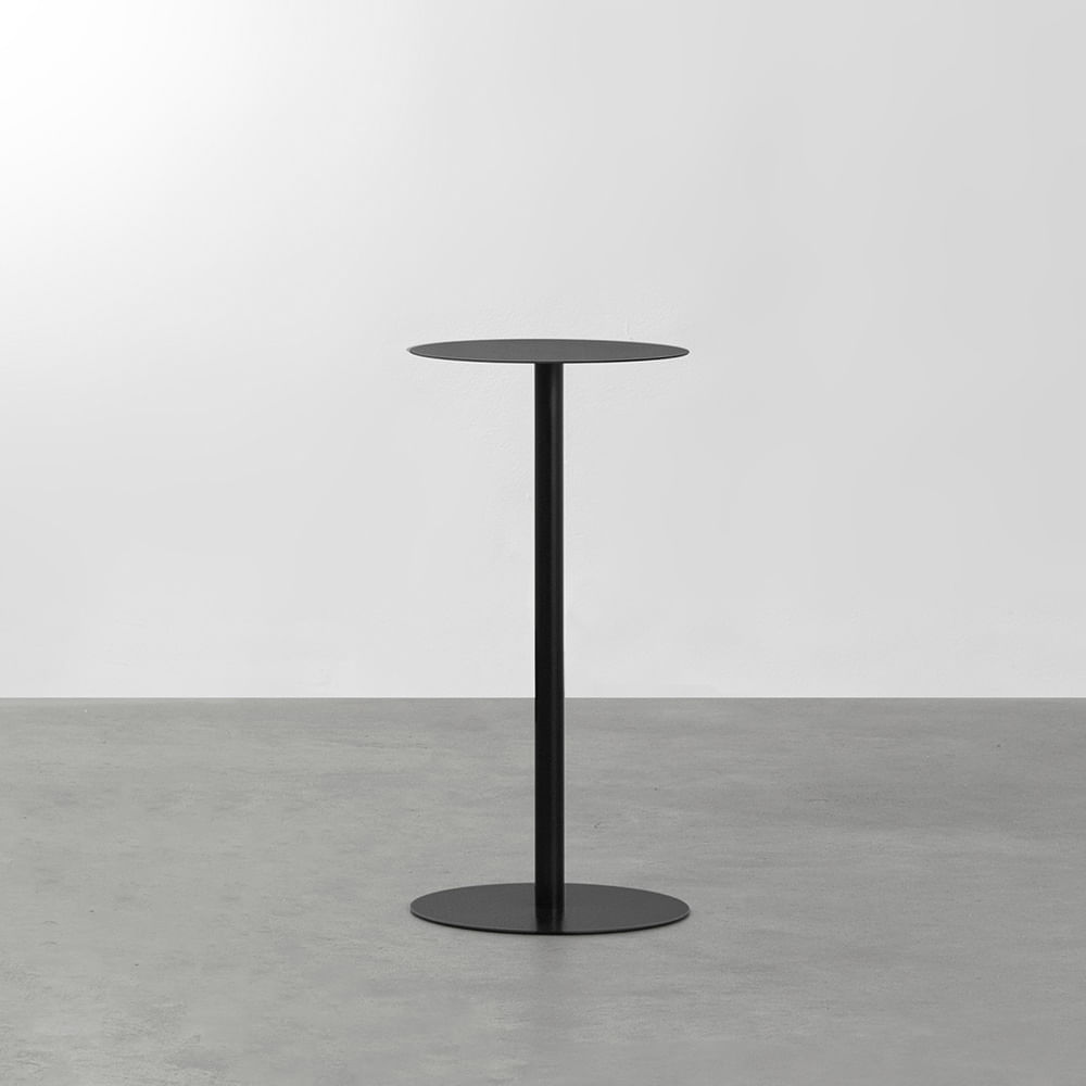 Mesa Lateral Disco Redonda 30cmx60cm - Preto