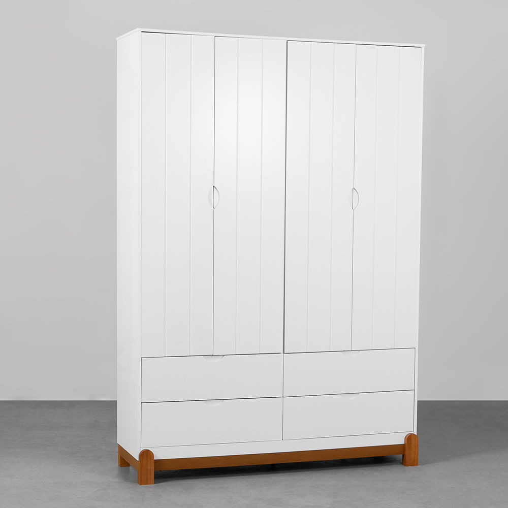 Guarda-Roupa Lotus 4 Portas e 4 Gavetas - Branco Fosco