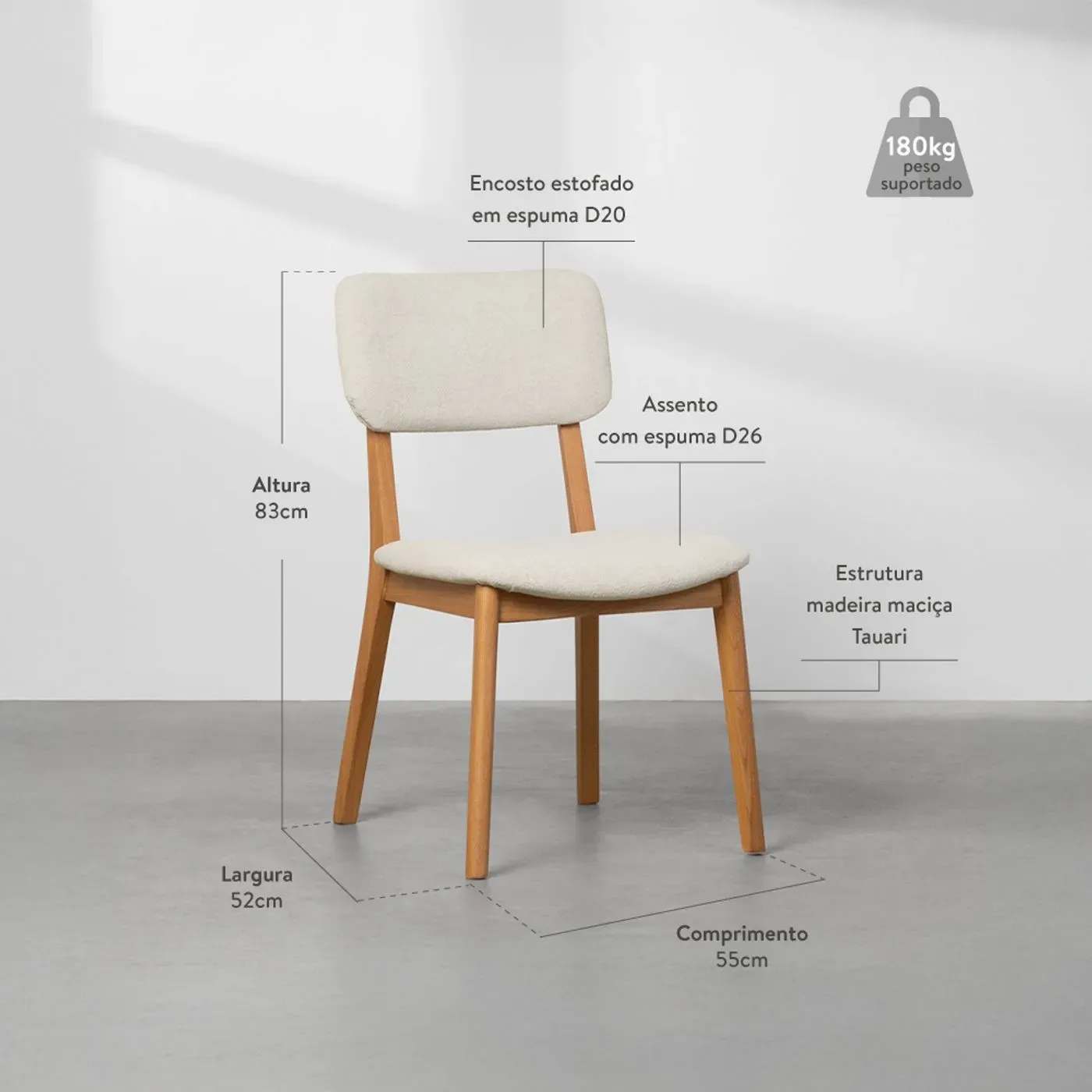 Cadeira Lalá Encosto Palha Creme - Cru