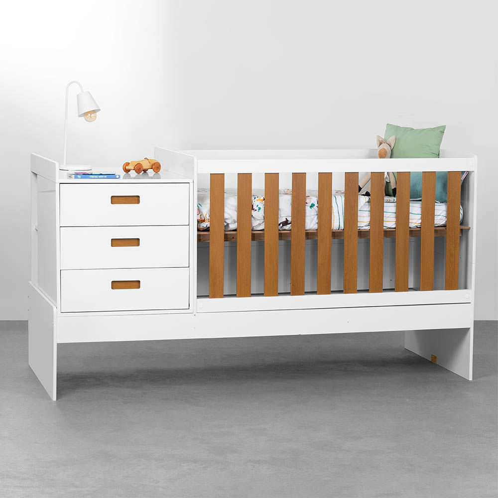 Berço Multifuncional Luna Branco Fosco e Savana