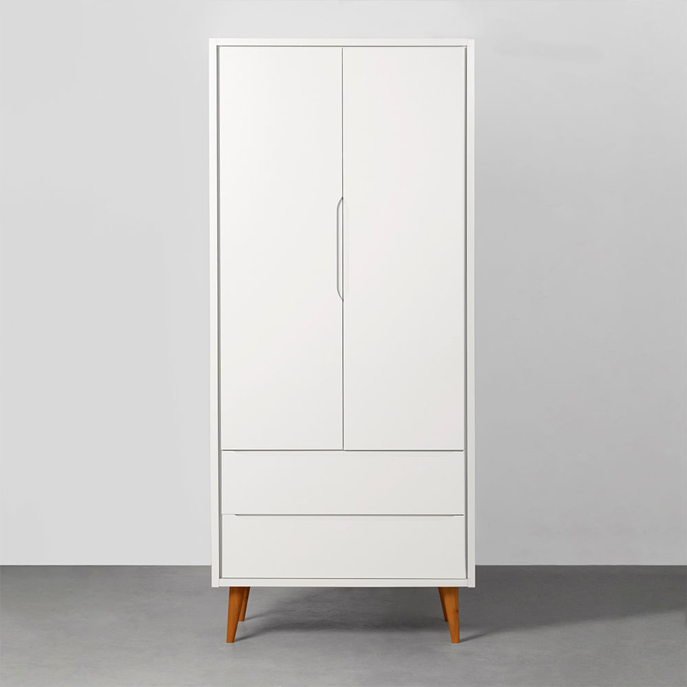 Kit-Quarto-Infantil-Theo-com-Pes-Square-Mel---Berco---Comoda-6-Gavetas---Guarda-Roupa-2-Portas---Poltrona-e-Puff-Lola---Branco-Fosco