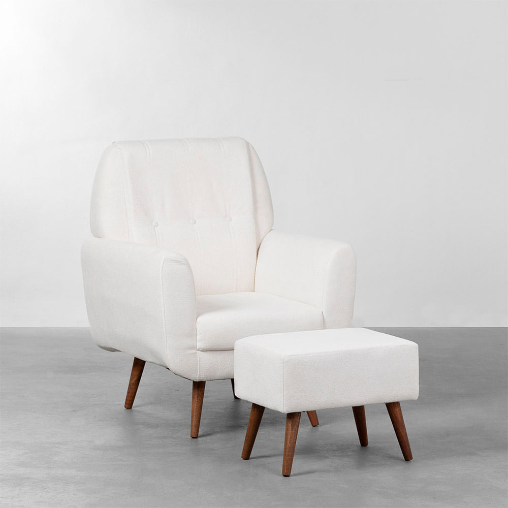 Kit-Quarto-Infantil-Theo-com-Pes-Square-Mel---Berco---Comoda-6-Gavetas---Guarda-Roupa-2-Portas---Poltrona-e-Puff-Lola---Branco-Fosco