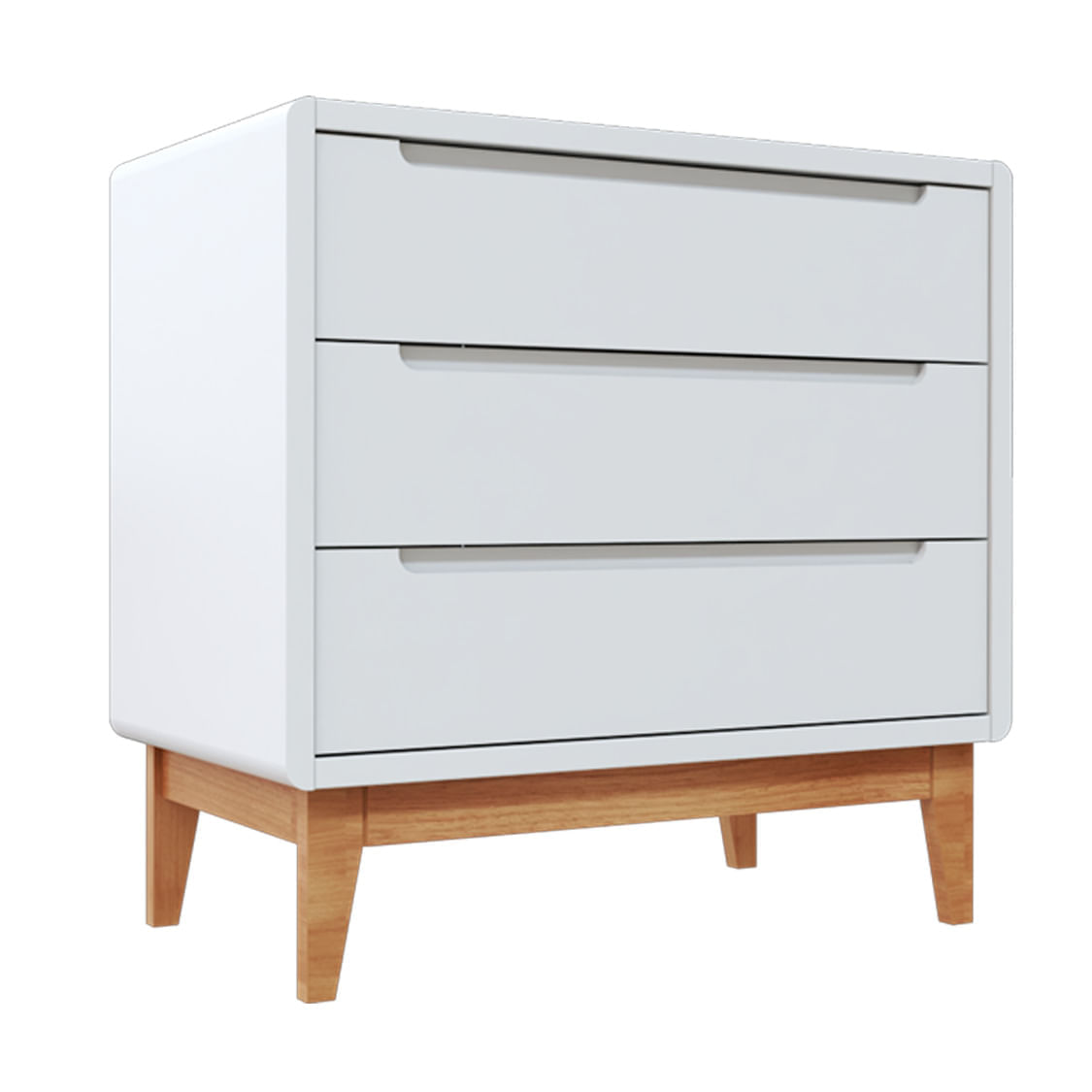 Cômoda Bo 3 Gavetas - Rosa Old e Branco com Pés Jequitibá