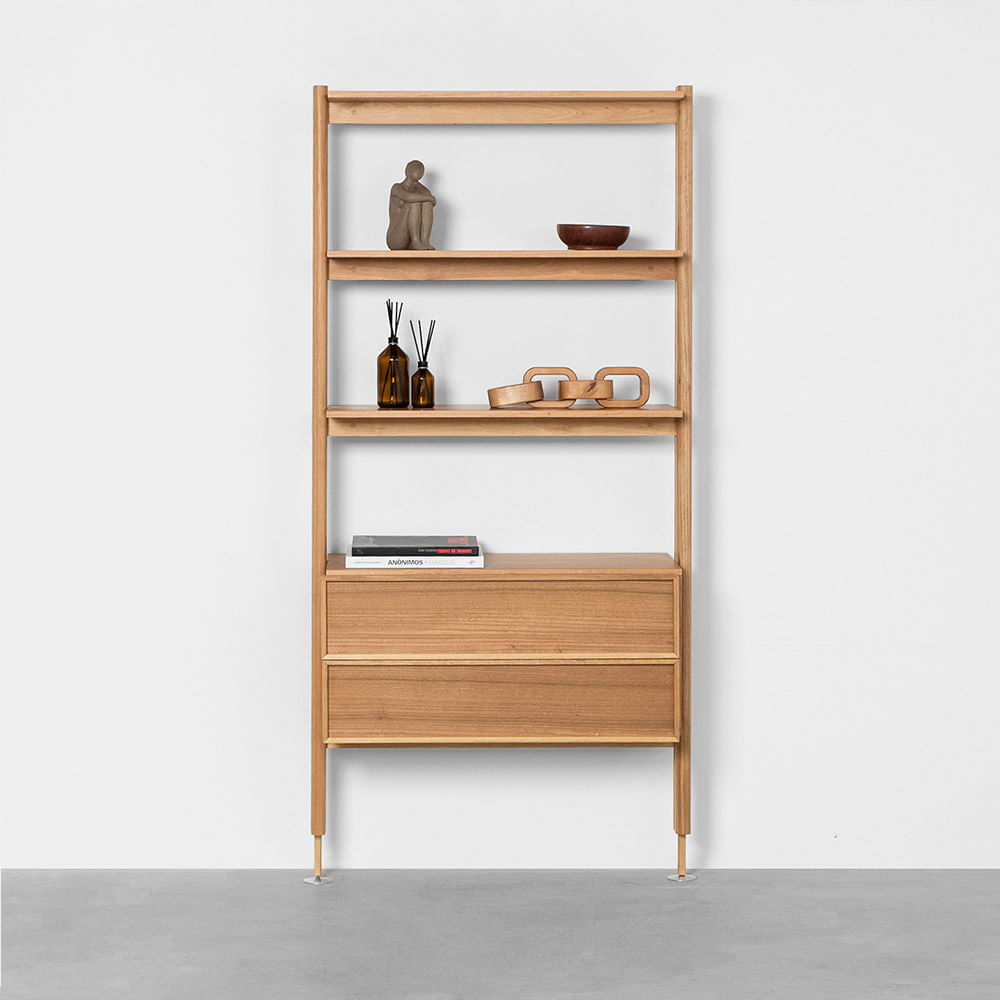 Estante Escada Sambalelê Branco e Mel - 42cmx1,69m