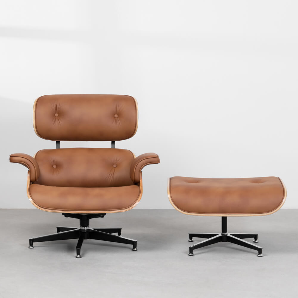 poltrona-charles-eames-com-puff-caramelo-frontal